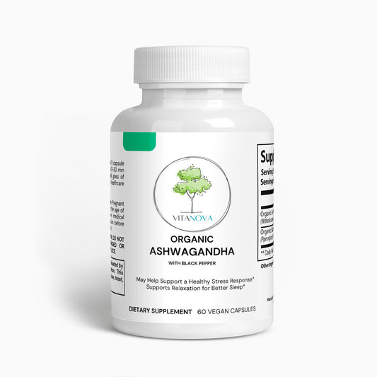 VitaNova Organic Ashwagandha – 650mg | 60 Vegan Capsules