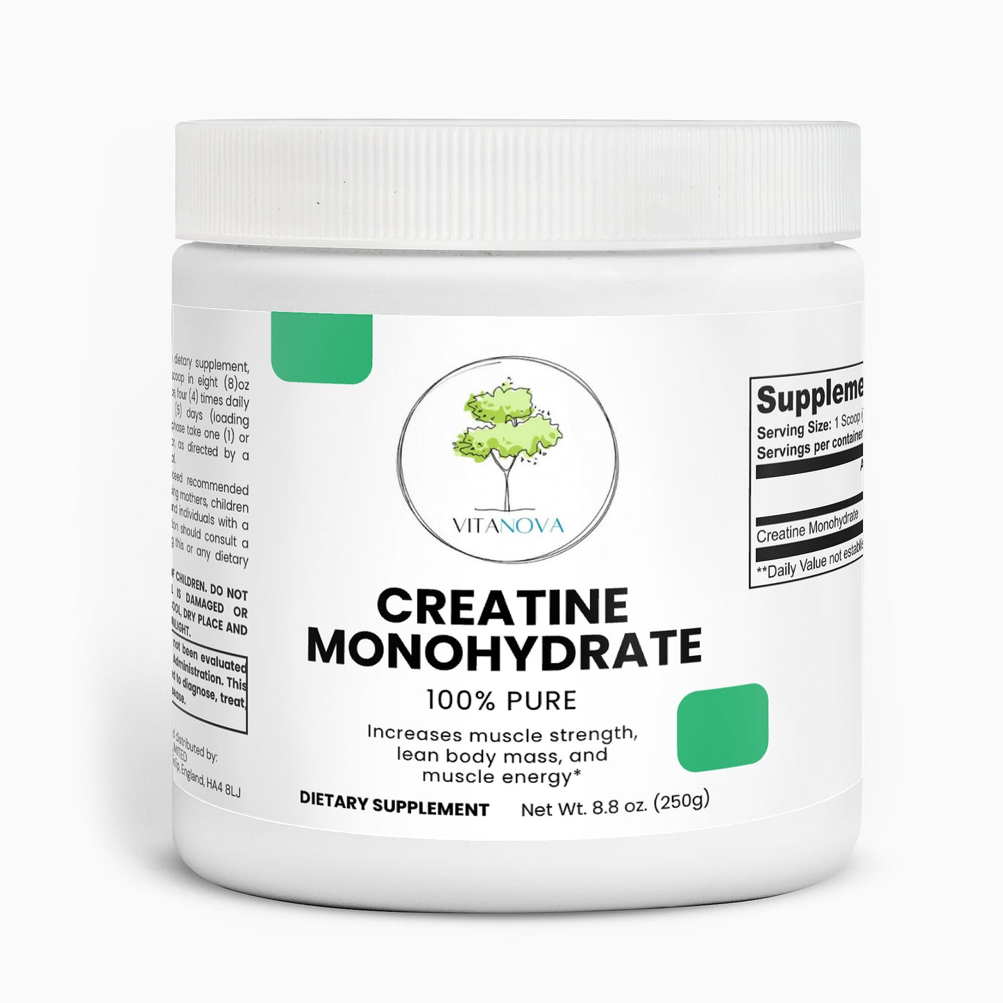 VitaNova Creatine Monohydrate – 500 g Pure Micronized Powder