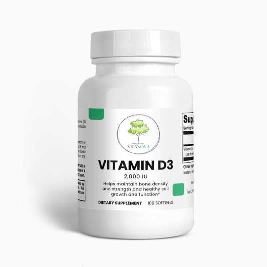 VitaNova Vitamin D3 2,000 IU Softgels – Bone & Immune Support